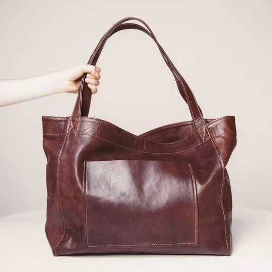 Shopper Tasche für Damen ⎜ Große Schultertasche aus weichem Leder mit Tragegriffen für Alltag und Büro