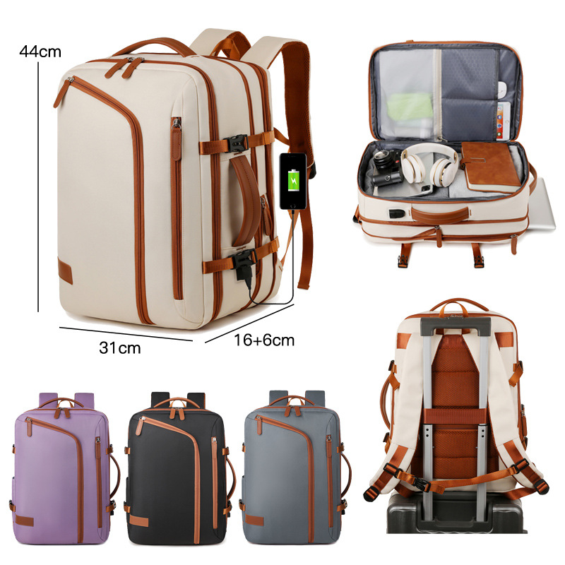 Damen Rucksack mit großem Volumen ⎜ Stilvoller Reiserucksack mit Kompressionsfunktion für Alltag und Trips