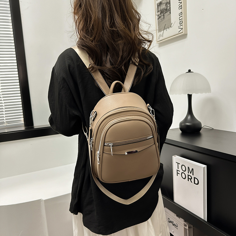 Damen Rucksack ⎜ Stylisher Leder-Rucksack mit praktischen Fächern für den Alltag und Reisen