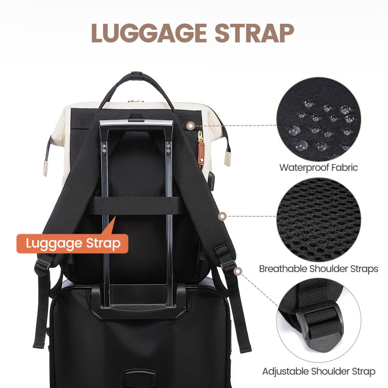 Laptop Rucksack für Damen ⎜ Großer Schulrucksack mit USB-Anschluss und viel Stauraum für Alltag und Reisen