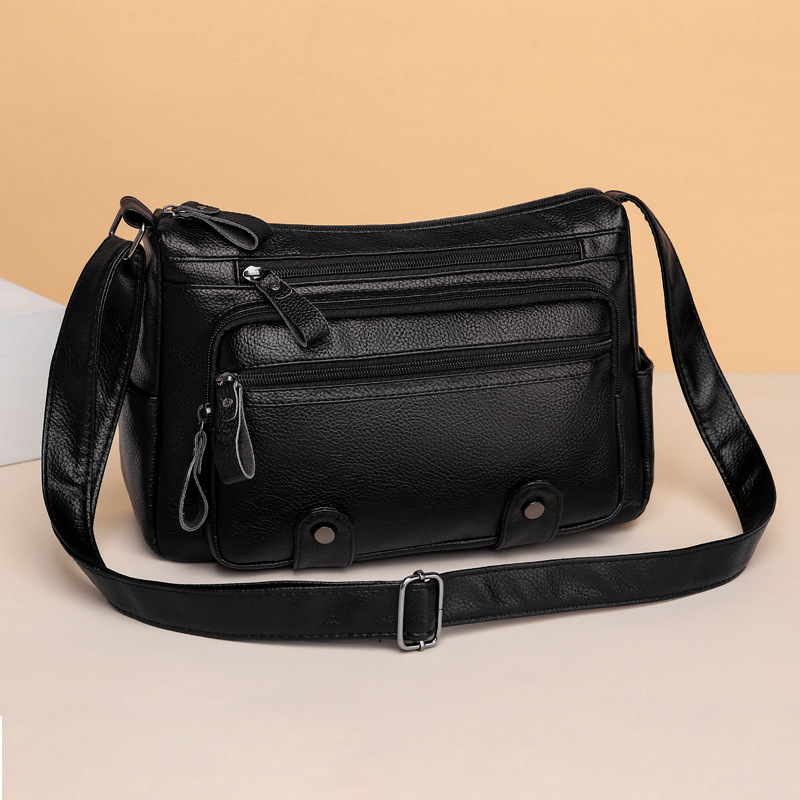 Schultertasche für Damen ⎜ Geräumige Umhängetasche im Retro-Stil mit Reißverschlussfächern für Alltag und Büro