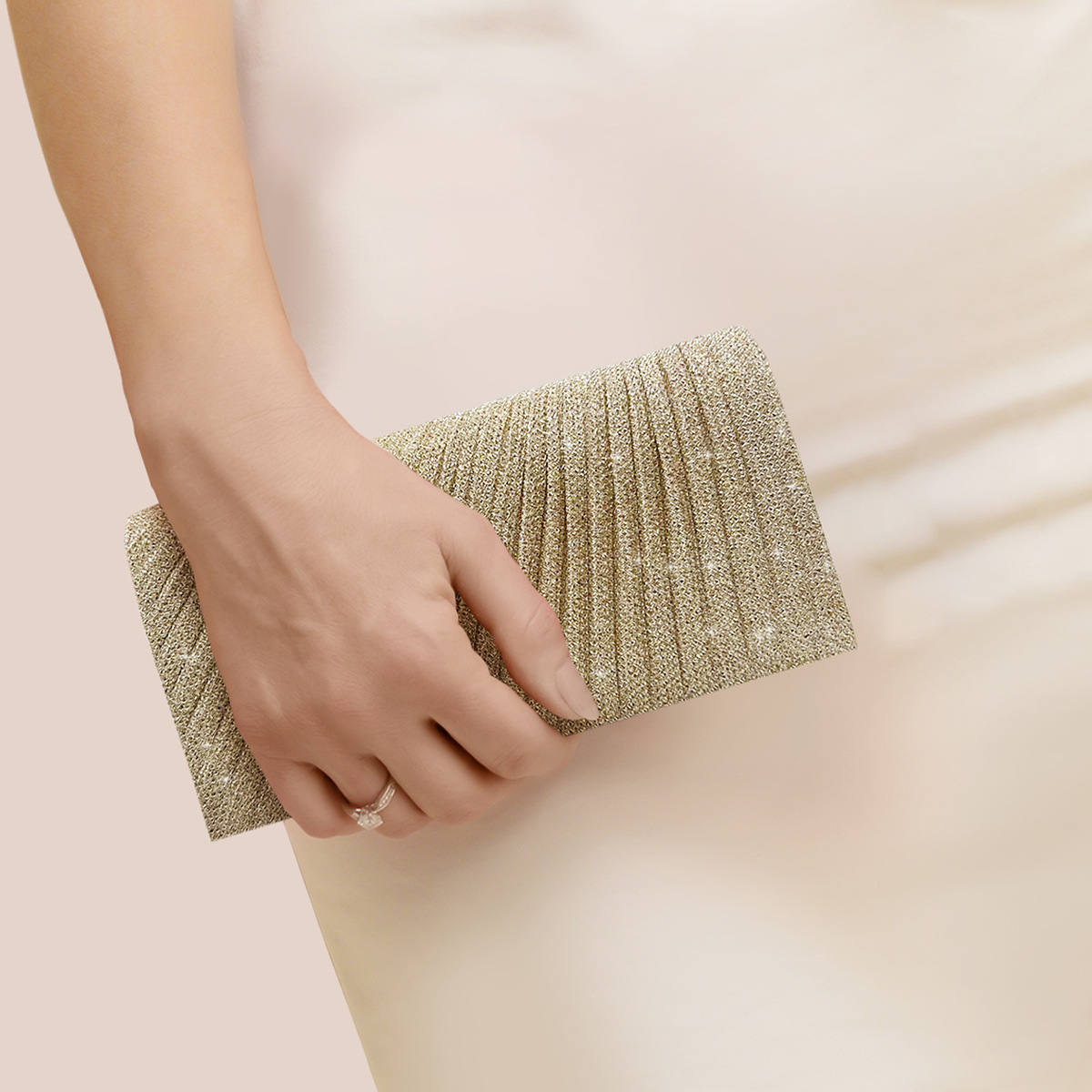 Clutch Tasche für Damen ⎜ Elegante Falt-Design Abendtasche mit glitzerndem Finish und kompakter Größe
