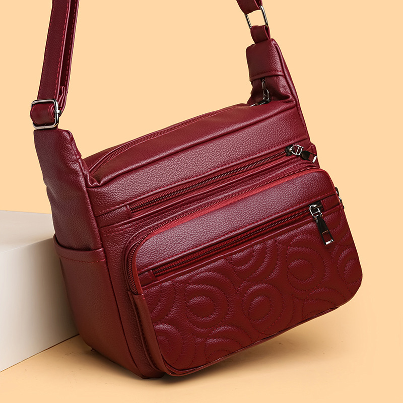 Umhängetasche für Damen ⎜ Modische Schultertasche mit Prägung und mehreren Fächern für Alltag und Freizeit