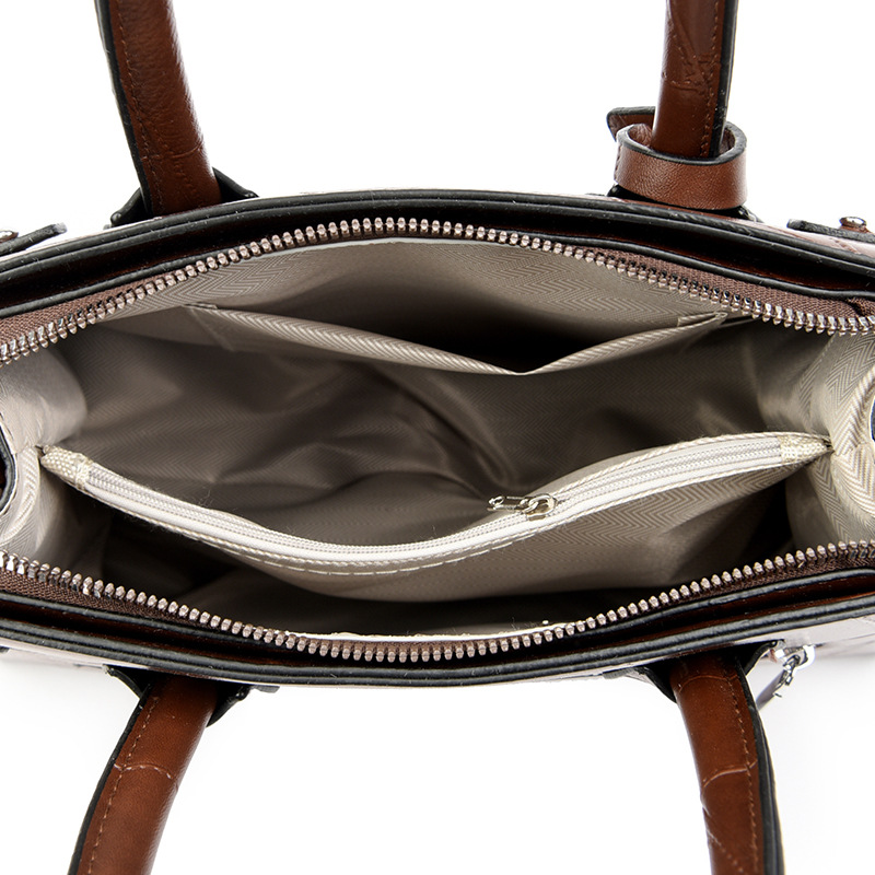 Handtasche für Damen ⎜ Klassische Tragetasche mit Reißverschluss und festen Henkeln für Büro und Alltag