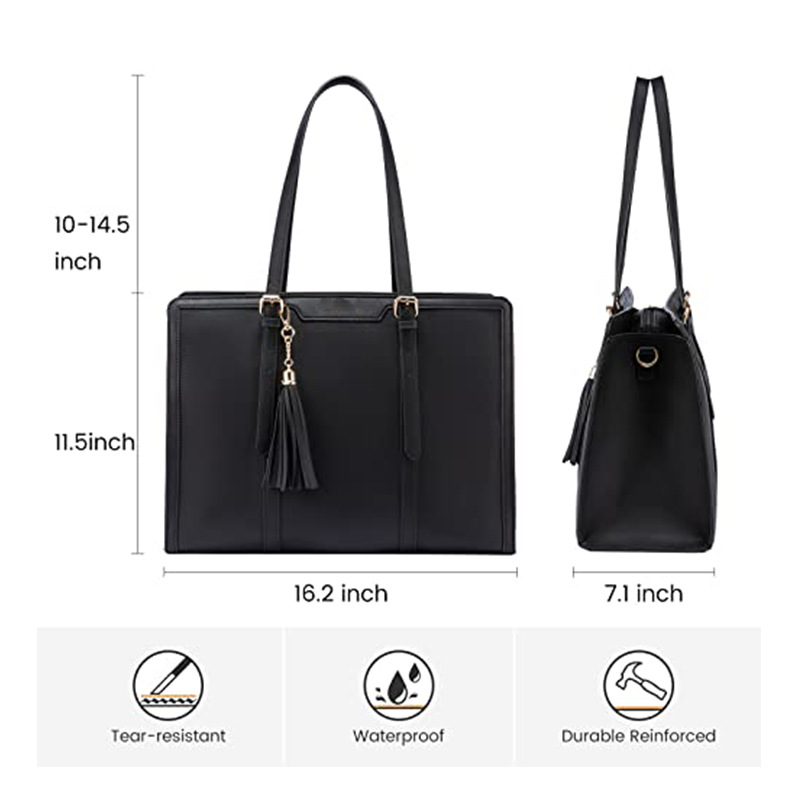 Damentasche für Laptop ⎜ Stilvolle Leder-Schultertasche mit praktischen Fächern und modernem Design