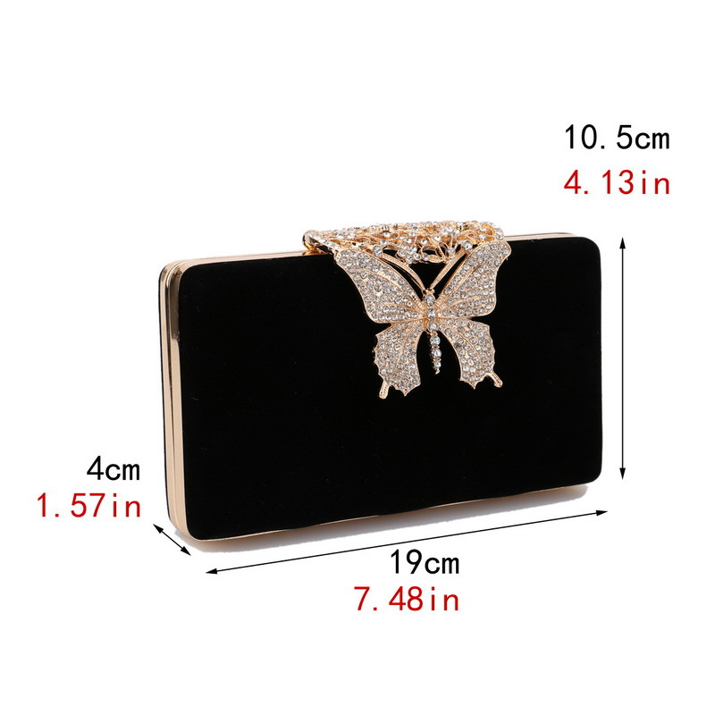 Abend-Clutch mit Schmetterlings-Applikation ⎜ Elegante Tasche aus Samt für festliche Anlässe