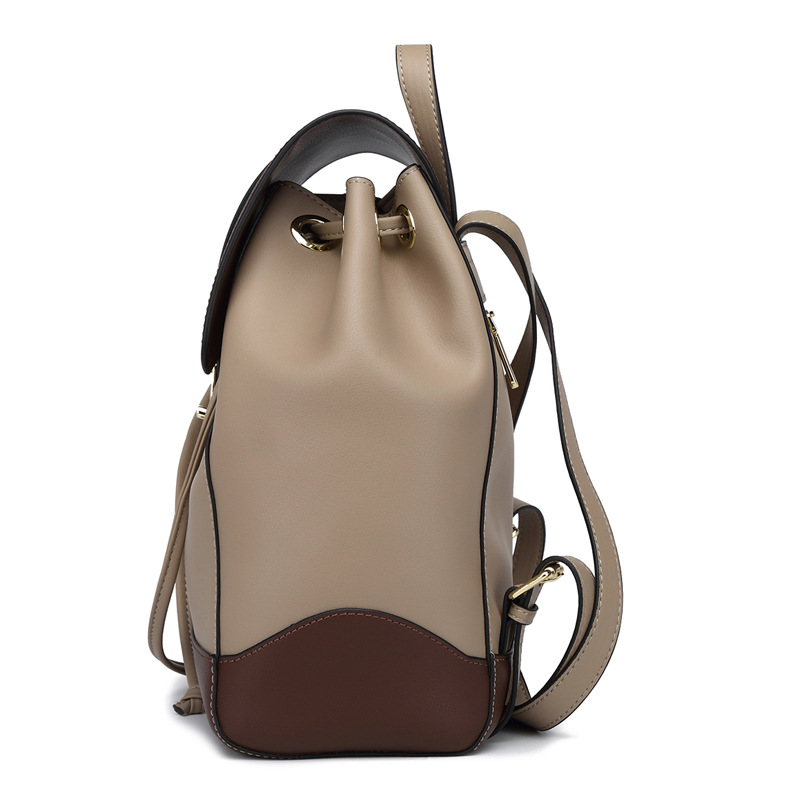 Damen Rucksack aus Kunstleder ⎜ Stilvoller Tagesrucksack mit Kordelzug und sicherem Steckverschluss für unterwegs