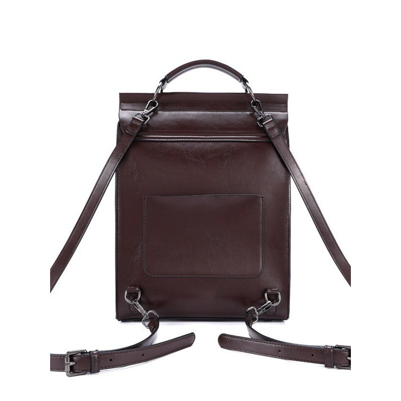 Damen Rucksack aus Leder ⎜ Retro Design mit verstellbaren Trägern und praktischem Innenfach