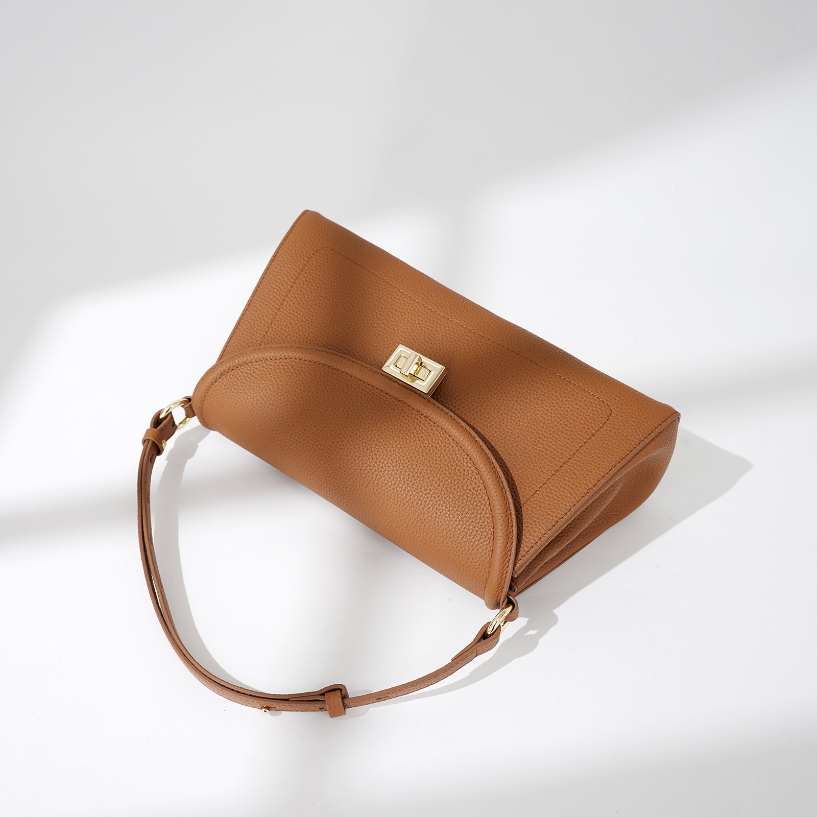 Schultertasche aus Echtleder für Damen ⎜ Elegante Unterarmtasche mit Drehverschluss für Alltag und Ausgehen