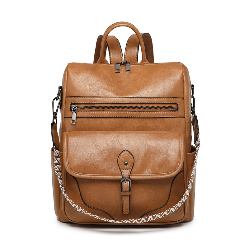 Damen Rucksack aus Leder ⎜ Geräumiger Freizeitrucksack mit Tragegriff für Reisen und Alltag