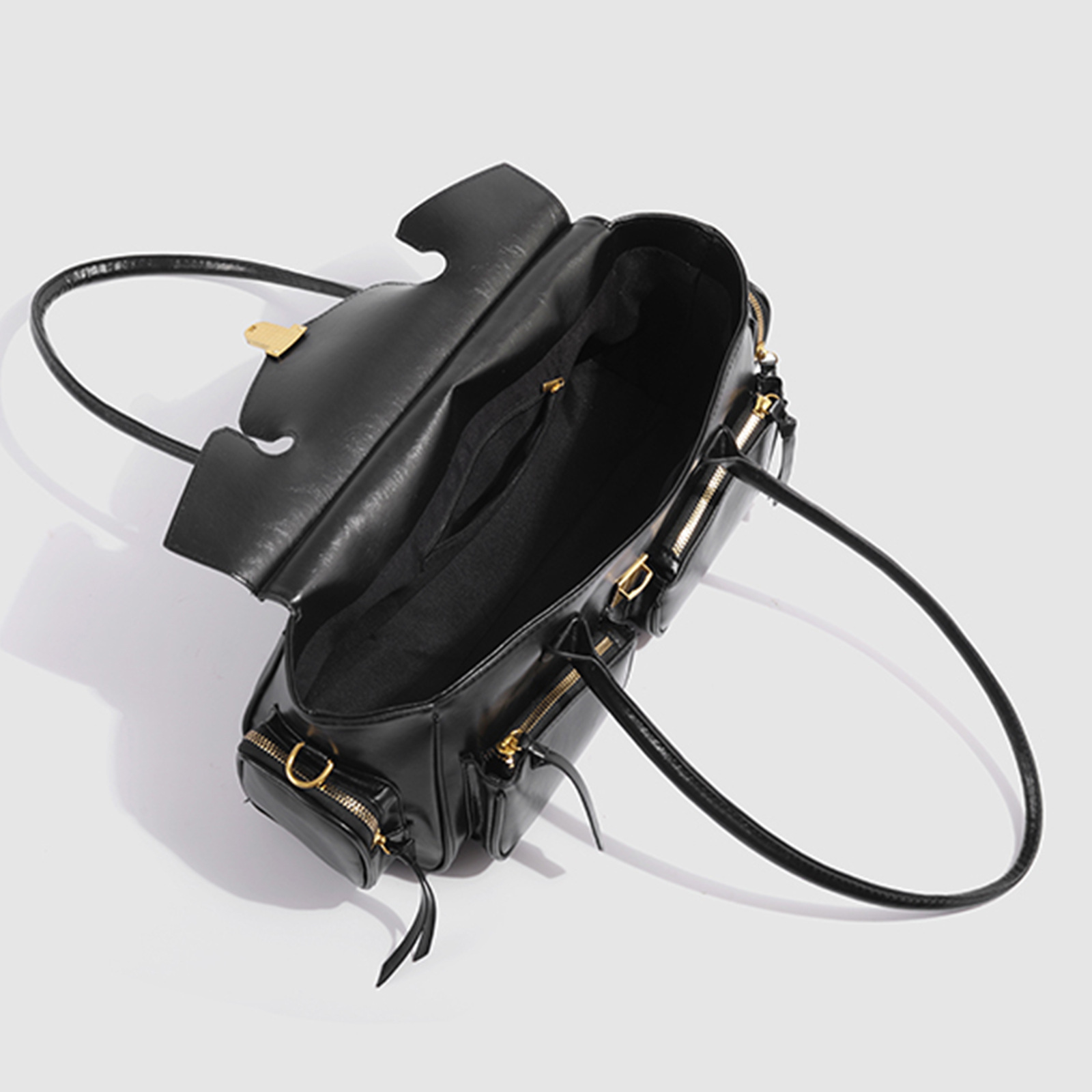 Damentasche aus Leder ⎜ Geräumige Schultertasche mit Retro-Look und Außentaschen