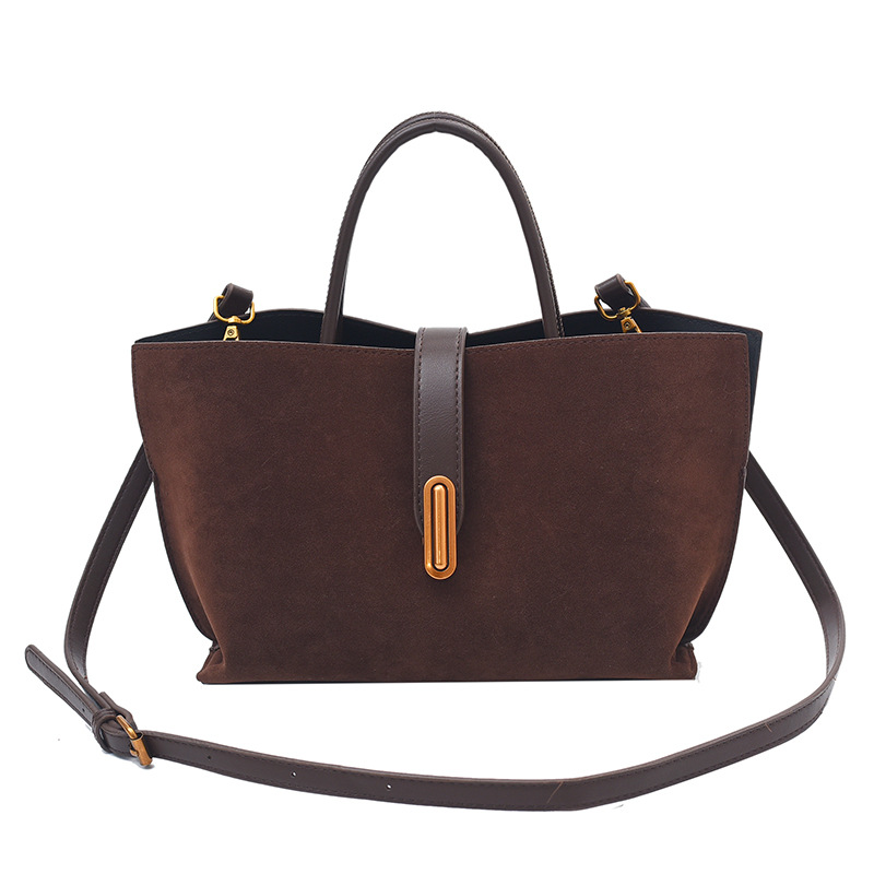 Umhängetasche aus Wildleder für Damen ⎜ Elegante Schultertasche mit Tragegriff und magnetischem Verschluss