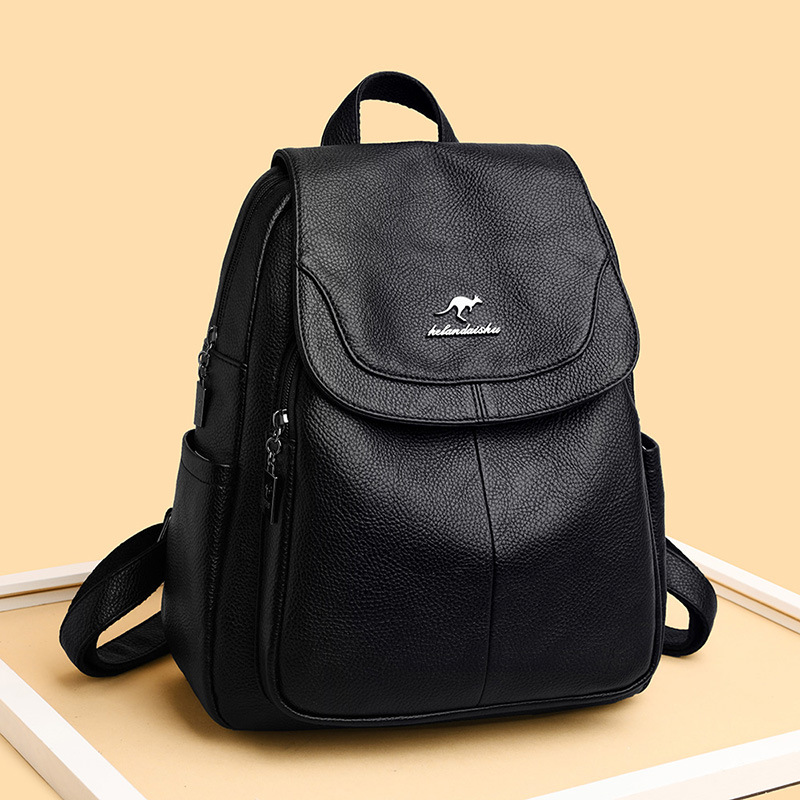 Damen Rucksack für Freizeit und Reisen ⎜ Bequemer Tagesrucksack aus Leder mit Außenfächern und Reißverschluss