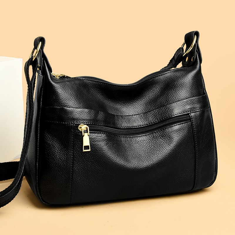 Damen Umhängetasche ⎜ Hochwertige Schultertasche aus Echtleder mit Robustem Design und Viel Stauraum