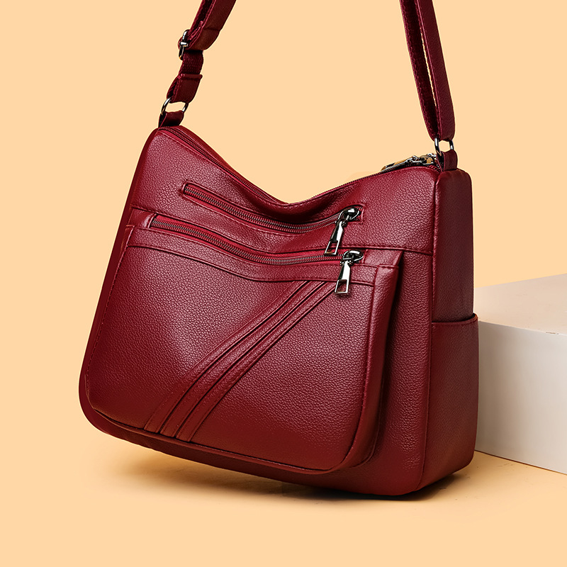 Schultertasche für Damen ⎜ Vielseitige Umhängetasche aus Kunstleder mit großem Hauptfach und Reißverschlusstaschen