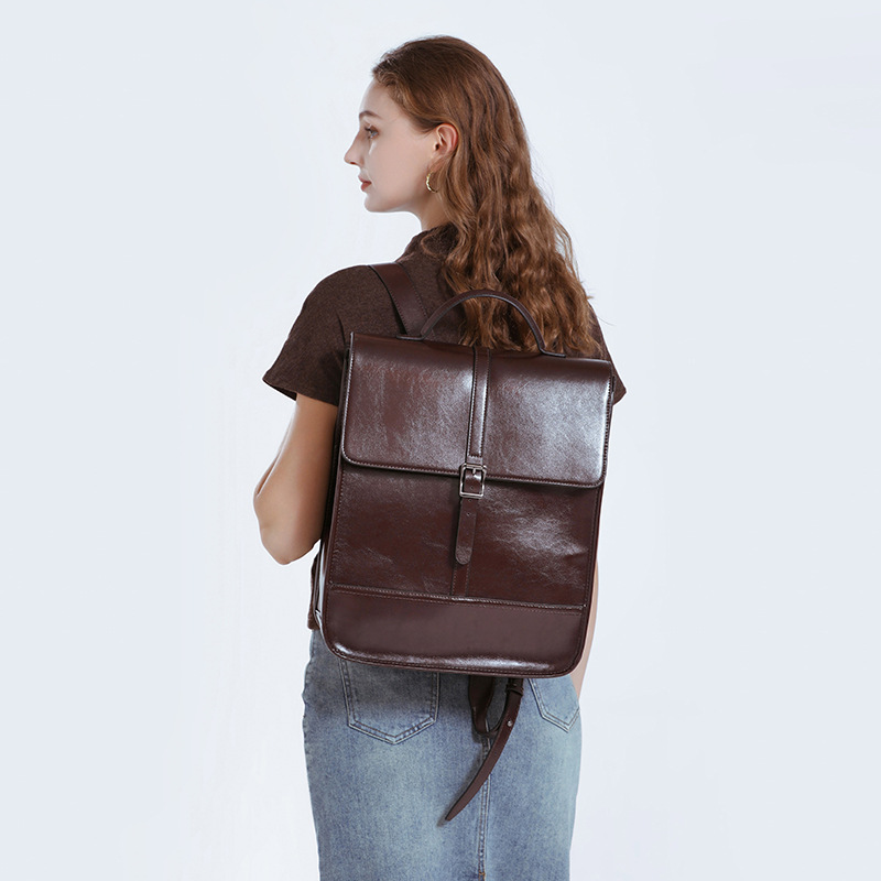 Reiserucksack Aus Leder Für Damen ⎜ Wasserabweisender Rucksack Im Britischen Stil Mit Verstellbaren Trägern