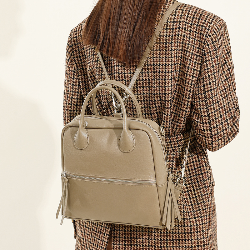 Rucksack für Damen ⎜ Eleganter Lederrucksack mit viel Stauraum und Schultergurten