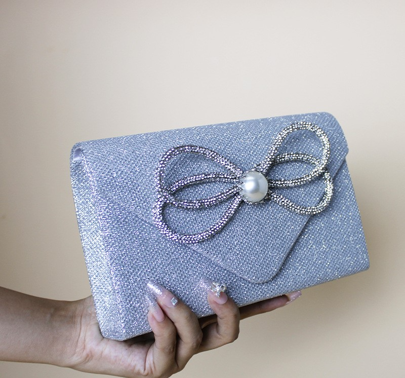 Damen Clutch Tasche ⎜ Elegante Abendtasche mit Schleife für Party und besondere Anlässe