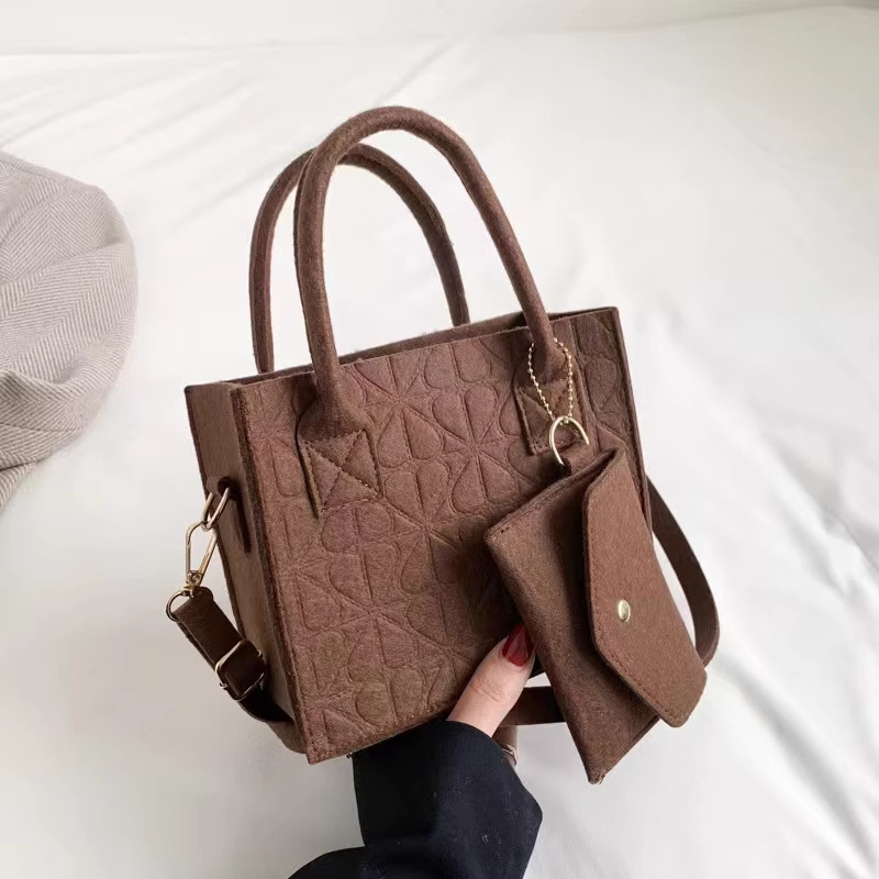 Filztasche Damen ⎜ Kleine Handtasche mit abnehmbarer Geldbörse und verstellbarem Schultergurt