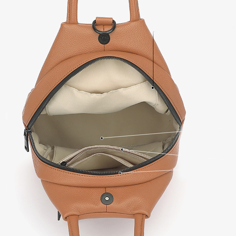 Damen Rucksack aus PU-Leder ⎜ Weicher Tagesrucksack mit Reißverschluss und praktischem Stauraum für unterwegs