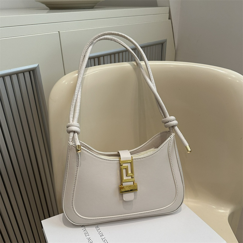 Schultertasche für Damen ⎜ Elegante Retro-Underarm-Bag mit goldener Schnalle und Knotenriemen für stilvolle Outfits