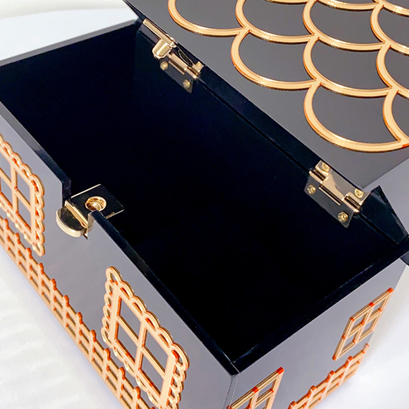 Acryl Handtasche für Damen ⎜ Extravagante Abendtasche in Hausform mit großem Stauraum für besondere Anlässe