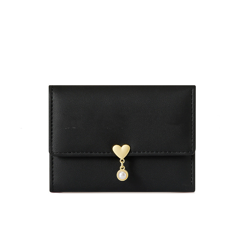 Mini Geldbörse für Damen ⎜ Kompakte Tri-Fold Brieftasche mit Herzverschluss und stilvollem Design