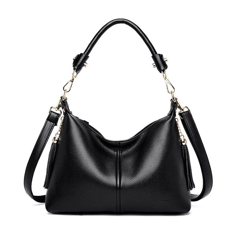 Handtasche für Damen ⎜ Weiche Schultertasche aus Leder mit abnehmbarem Gurt für Alltag und Freizeit