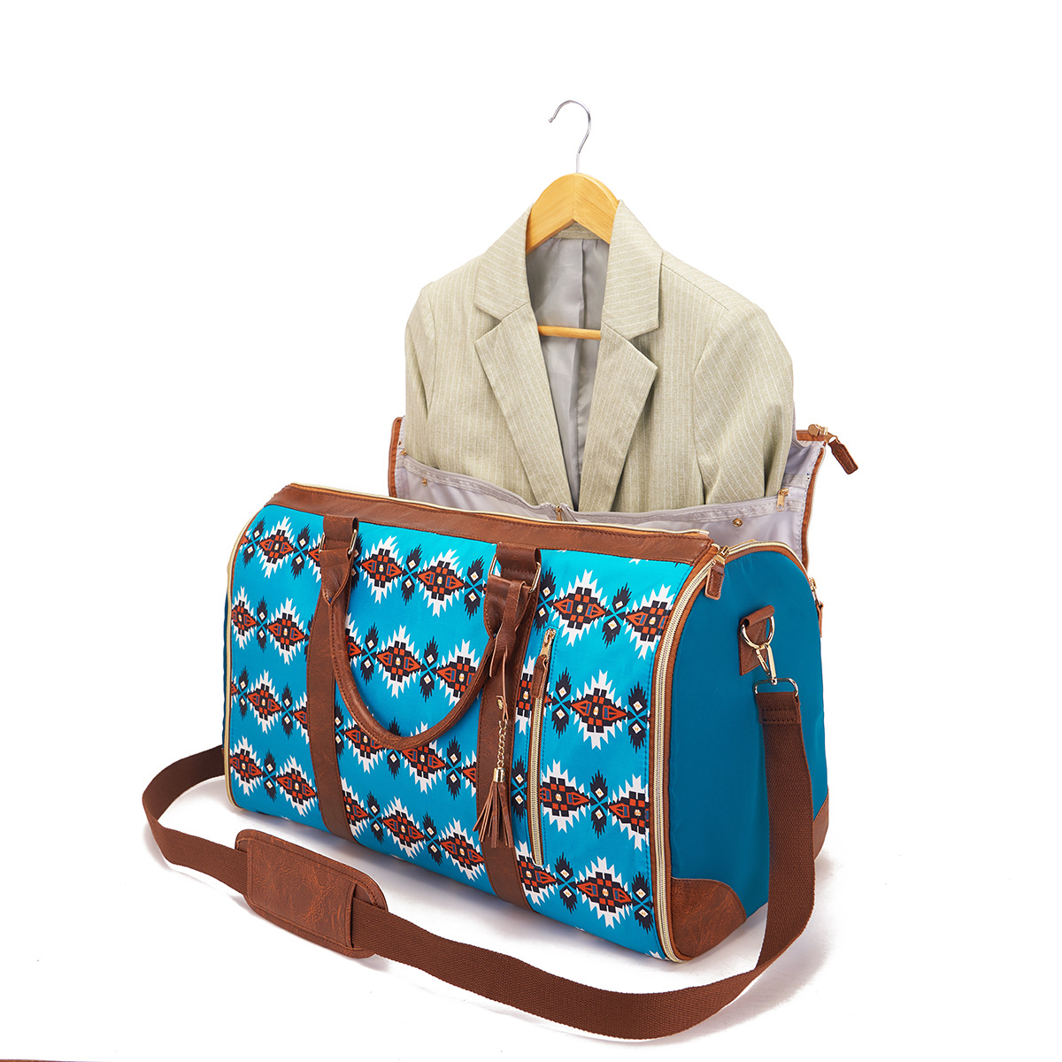 Reisetasche für Damen und Herren ⎜ Geräumige Weekender-Tasche mit Ethno-Muster und Schultergurt für Kurztrips