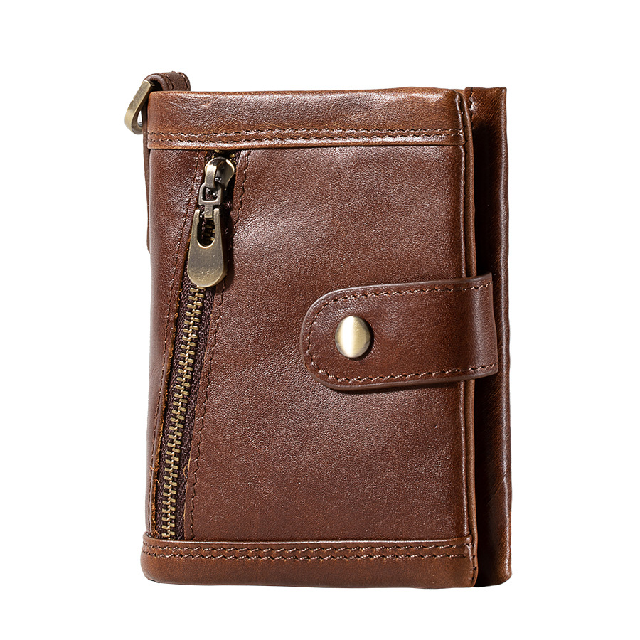 Leder Geldbörse für Damen ⎜ Kompakte Brieftasche mit Reißverschluss und praktischen Fächern