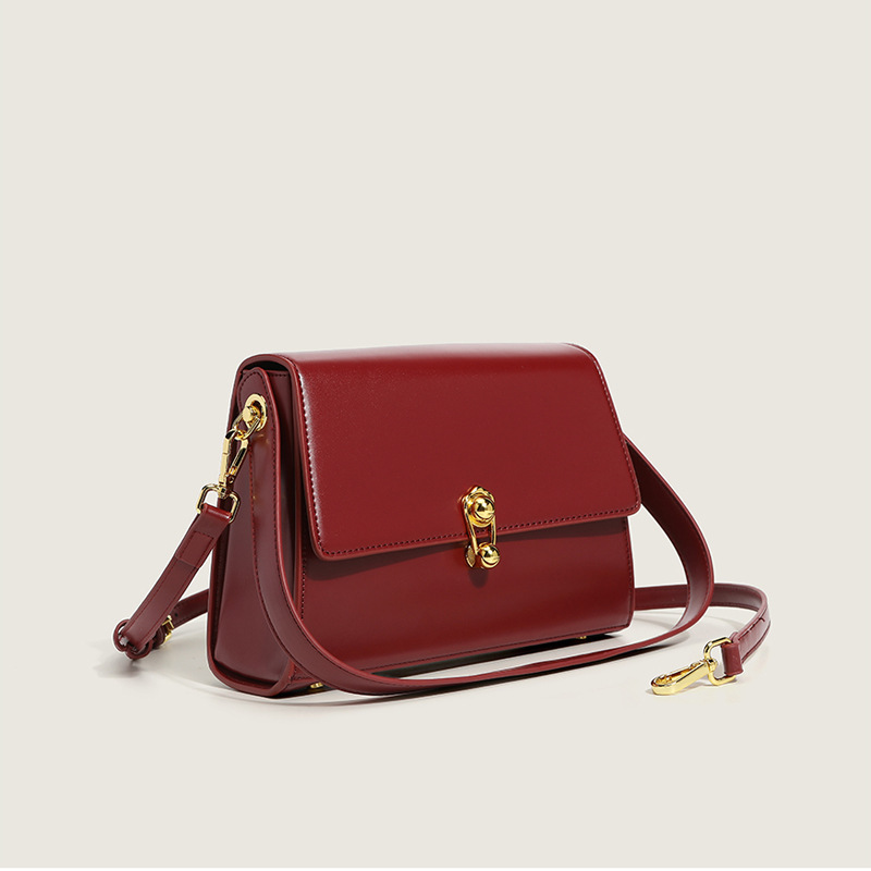 Handtasche für Damen ⎜ Kompakte Schultertasche in Uni-Farbe mit Drehverschluss für Alltag und elegante Anlässe