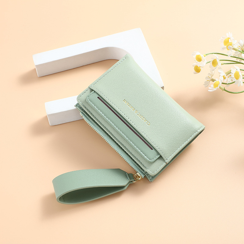 Damen Geldbörse in Uni-Farben ⎜ Elegante Mini-Brieftasche mit Kartenfächern und Handschlaufe für unterwegs