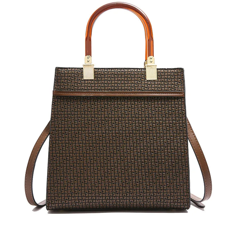 Handtasche für Damen ⎜ Elegante Tragetasche mit Strukturmuster und transparentem Griff für Büro und Alltag