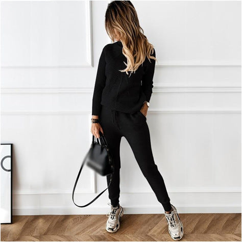 Yvette - Gestreifter Rollkragenpulli Und Elastische Hose Im Set