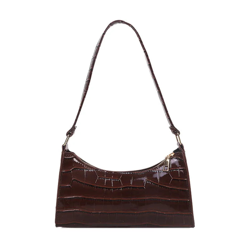 Prägte Schultertasche für Damen ⎜ Elegante Umhängetasche mit Kroko-Optik und Farbintensivem Design