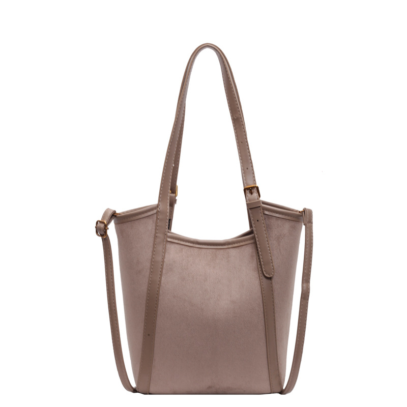 Handtasche für Damen ⎜ Geräumige Retro Schultertasche mit Wildleder-Optik für Alltag und Freizeit