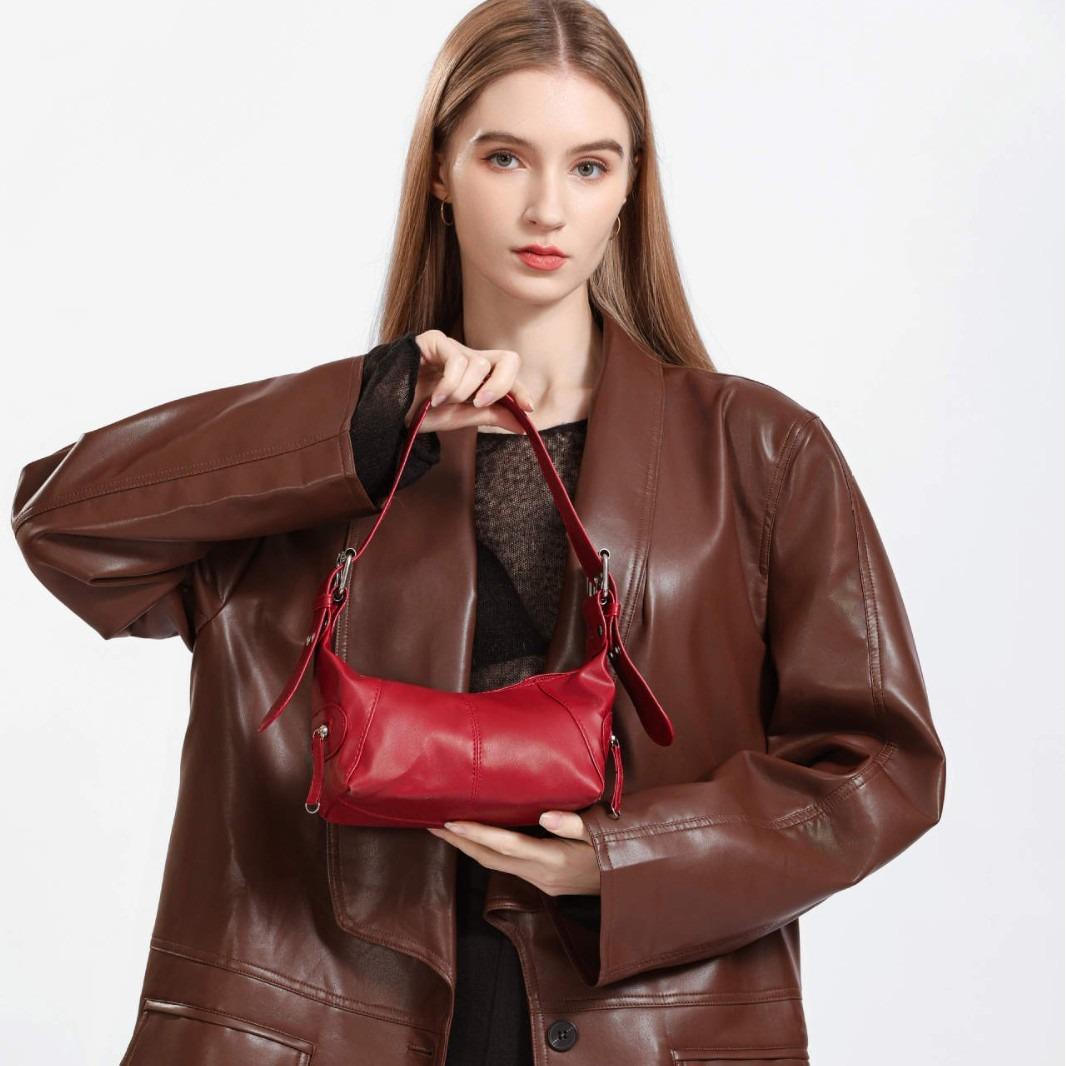 Modische Umhängetasche für Damen ⎜ Retro Tasche mit Reißverschlüssen und Verstellbarem Trageriemen