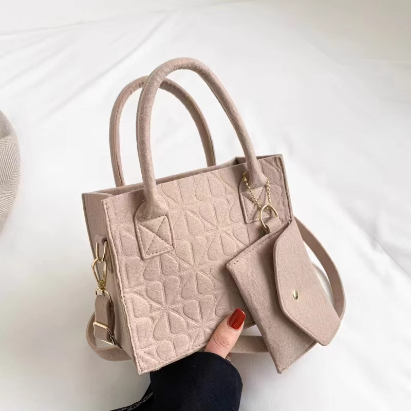 Filztasche Damen ⎜ Kleine Handtasche mit abnehmbarer Geldbörse und verstellbarem Schultergurt