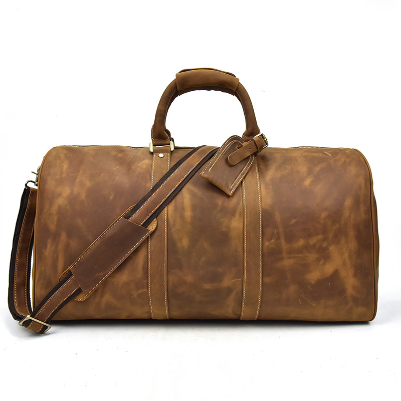 Leder Reisetasche für Herren ⎜ Robuste Umhängetasche mit verstellbarem Riemen und Stauraum