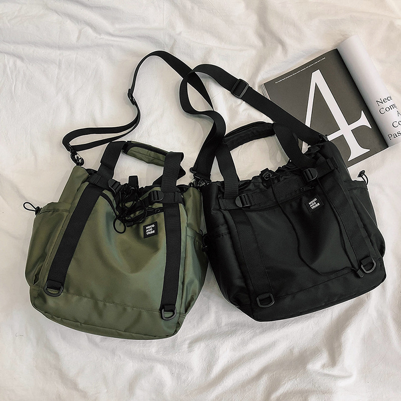 Handtasche für Damen und Herren ⎜ Robuste Freizeittasche mit Kordelzug und Außentaschen für Alltag und Outdoor