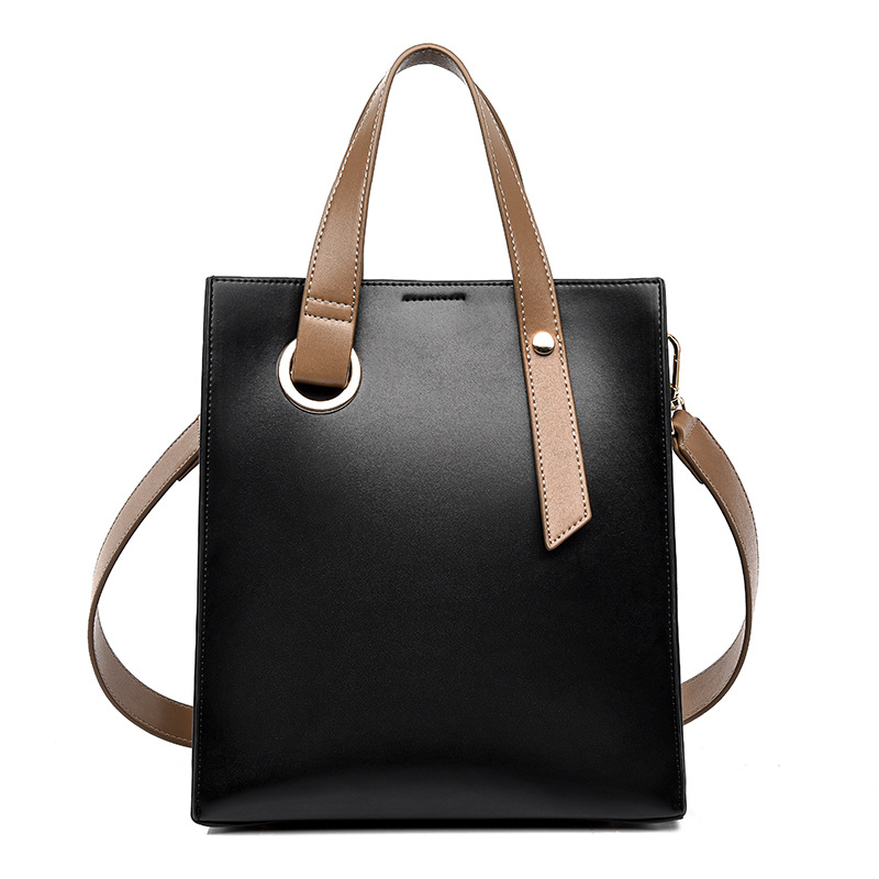 Schlichte Schultertasche für Damen ⎜ Elegante Leder Tasche mit Breitem Träger und Modernem Design