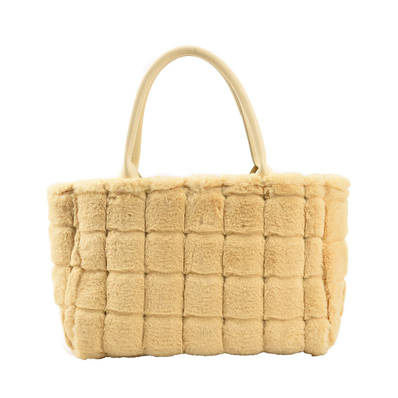 Handtasche im Karomuster ⎜ Weiche Tragetasche für Damen aus Plüsch mit Schleifendetail und Kurzgriff