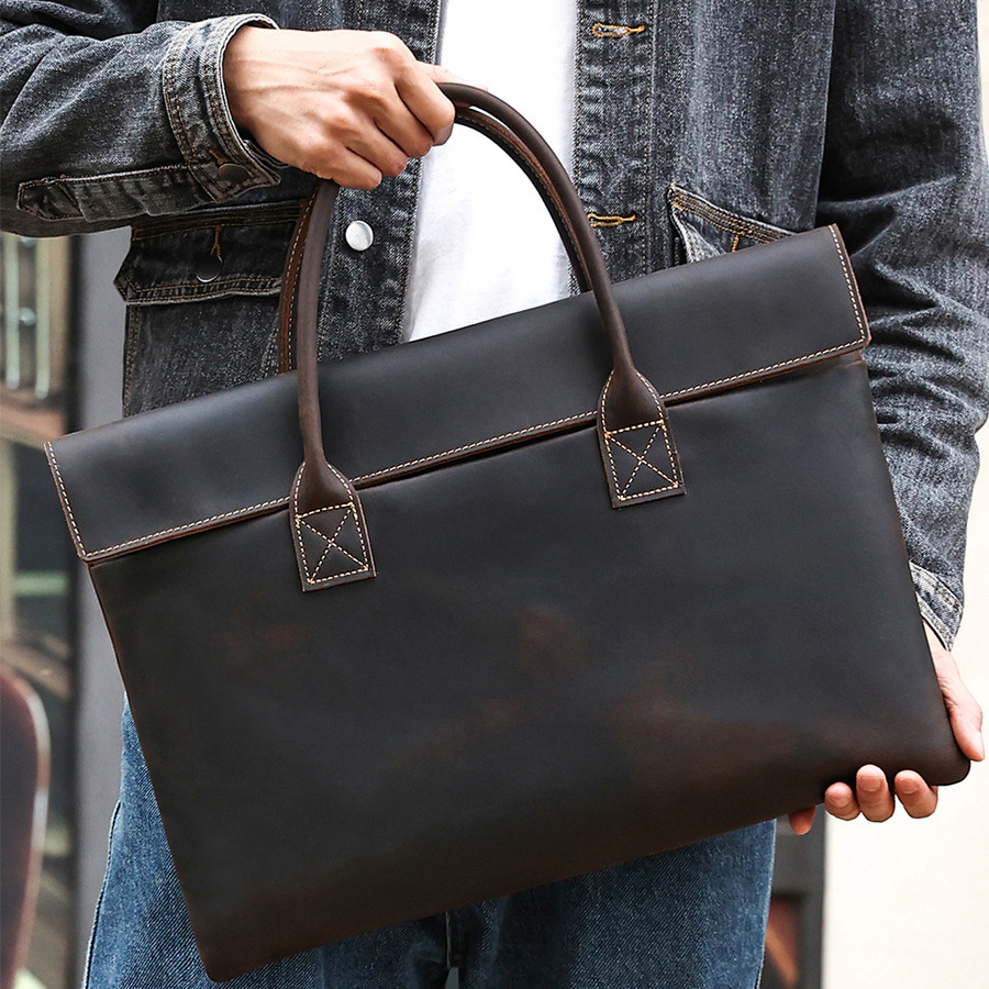 Leder Umhängetasche für Herren ⎜ Elegante Aktentasche mit robusten Griffen und klassischem Design