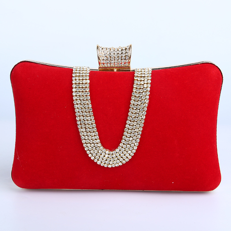 Abendtasche für Damen aus Samt ⎜ Elegante Clutch mit Gliederkette und Strass für Feste, Gala und Hochzeiten
