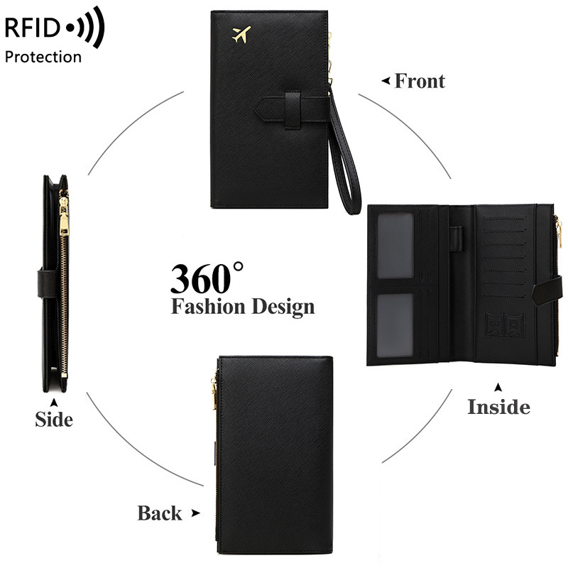 Reisepasshülle mit RFID-Schutz für Damen ⎜ Multifunktionale Geldbörse mit Platz für Karten, Ausweis und Geld