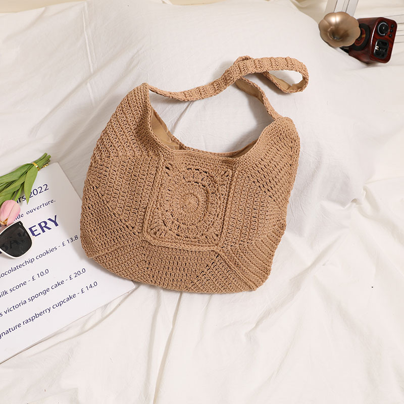 Große Umhängetasche für Damen ⎜ Vielseitige Strandtasche aus geflochtenem Baumwollgewebe im Boho-Stil