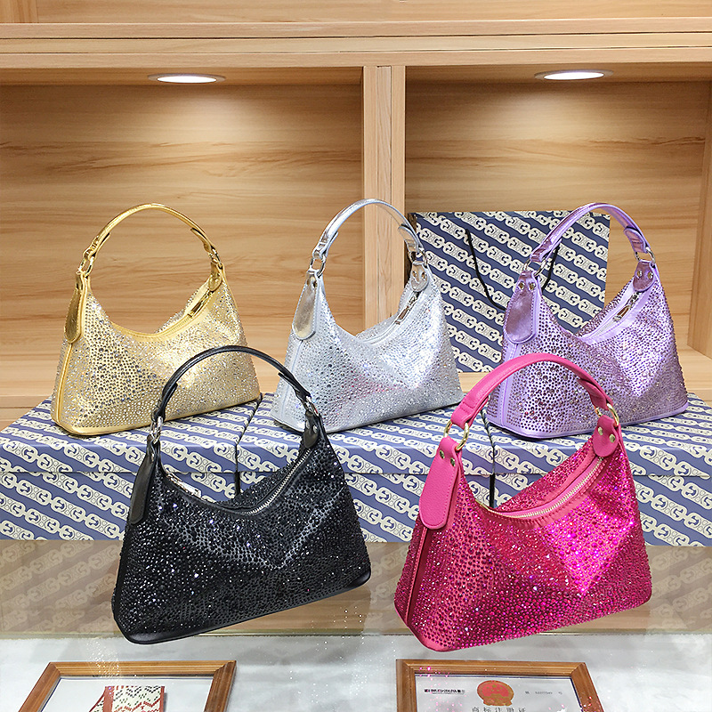 Abendtasche für Damen ⎜ Elegante Handtasche mit Glitzersteinchen und großem Innenfach für festliche Anlässe