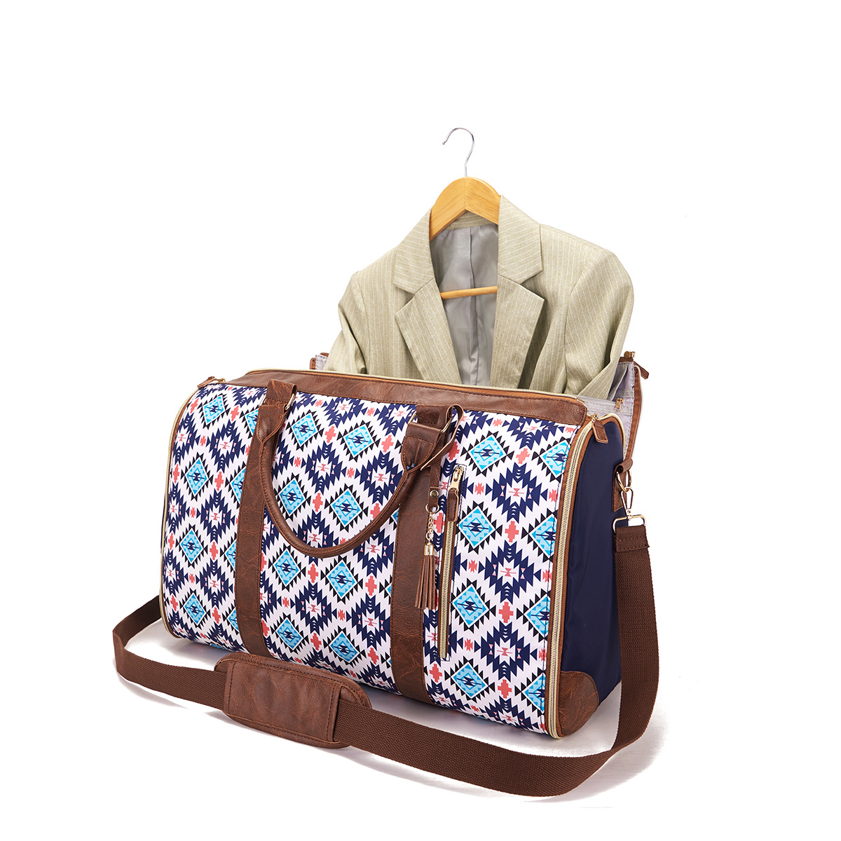 Reisetasche für Damen und Herren ⎜ Geräumige Weekender-Tasche mit Ethno-Muster und Schultergurt für Kurztrips