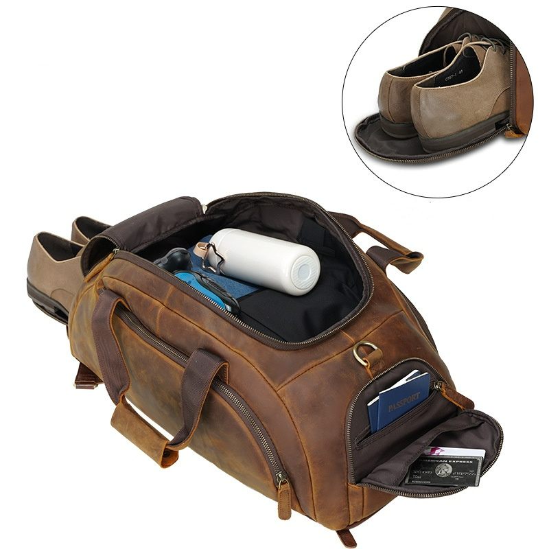 Reisetasche für Herren ⎜ Robuste Weekender-Tasche aus Lederoptik mit großer Kapazität und Schultergurt für Outdoor-Trips