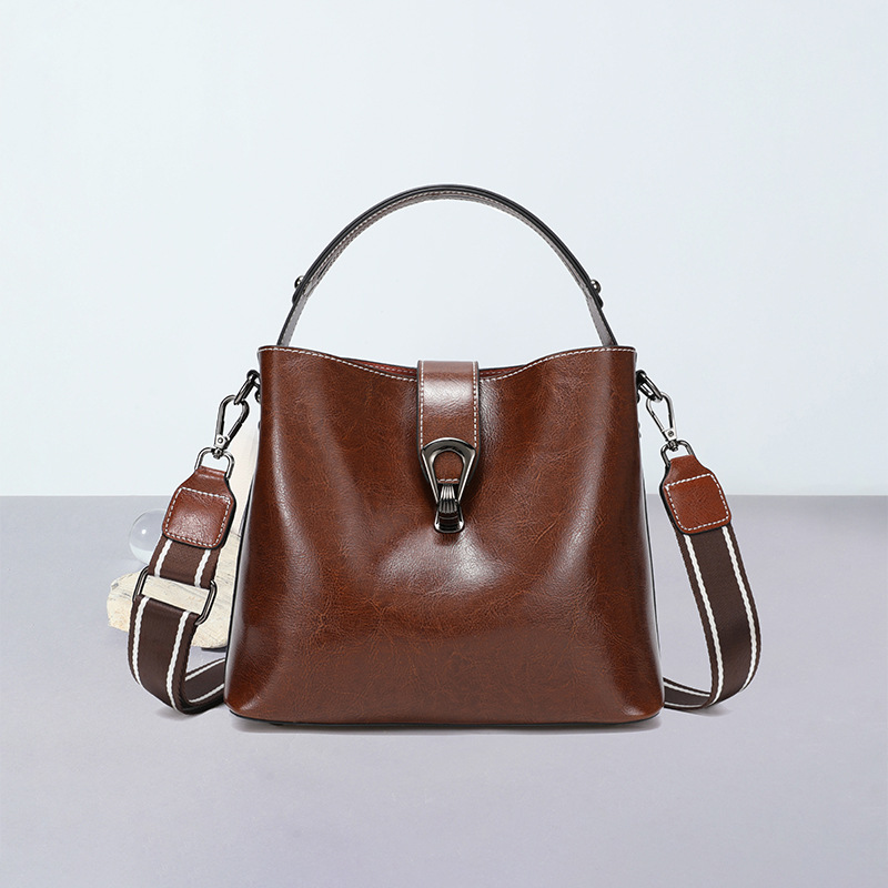 Schultertasche für Damen ⎜ Elegante Umhängetasche im Bucket-Stil mit abnehmbarem Gurt für Alltag und Büro